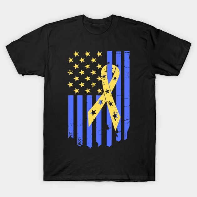 Down Syndrome Flag and Ribbon for Trisomy 21 and Down Syndrome Awareness T-Shirt by A Down Syndrome Life